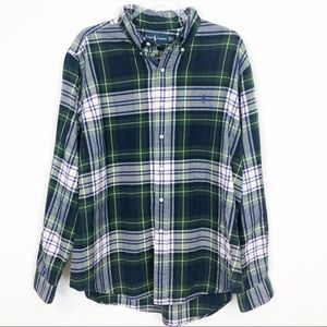 RALPH LAUREN GREEN PLAID FLANNEL LONG SLEEVE SHIRT